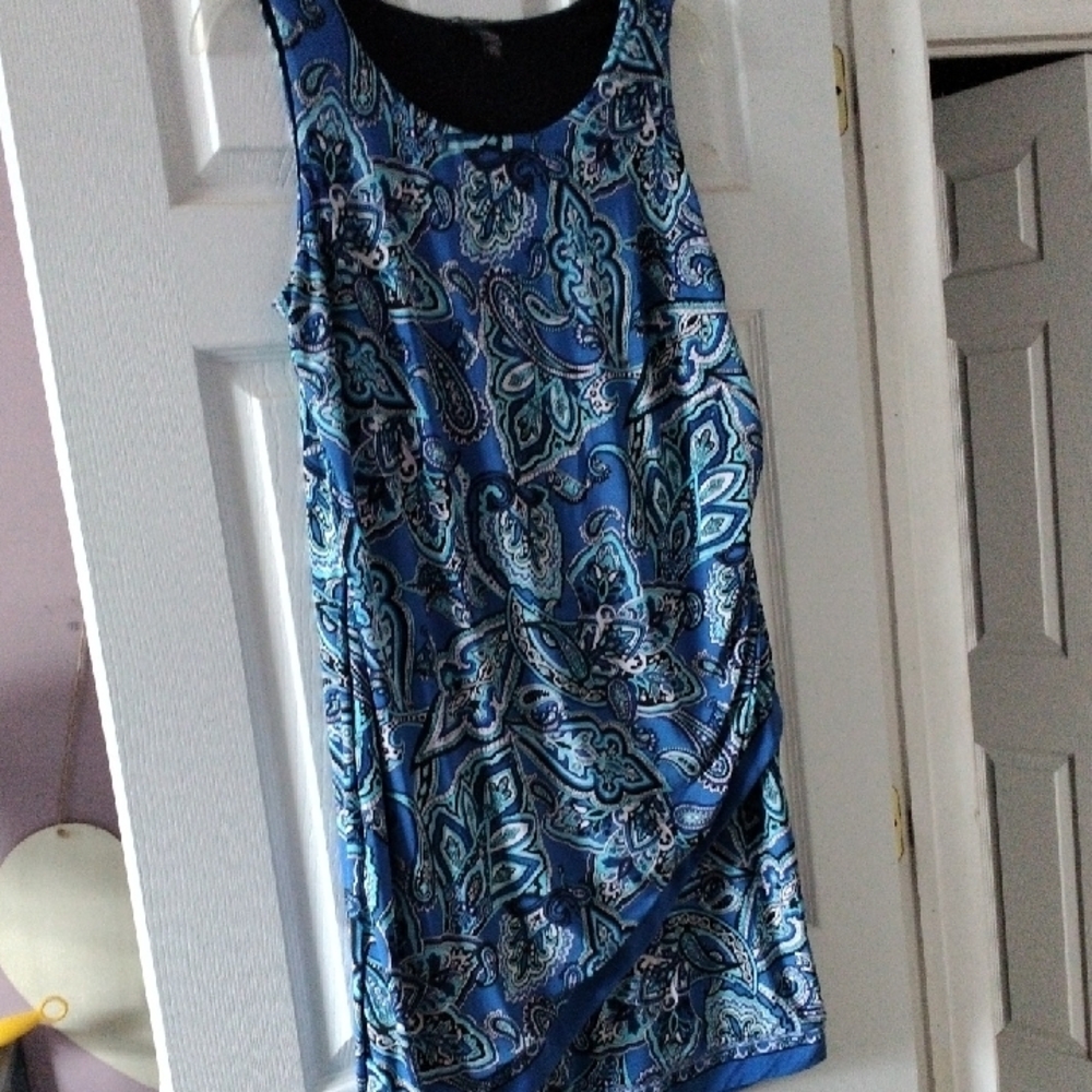 INC International Concepts Blue and Black Paisley Mini Dress
